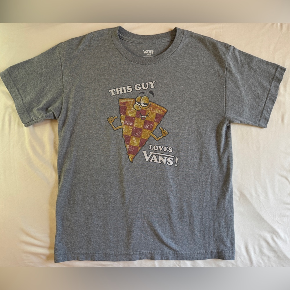 Vans Heather Grey Graphic Checkered Pizza Tee